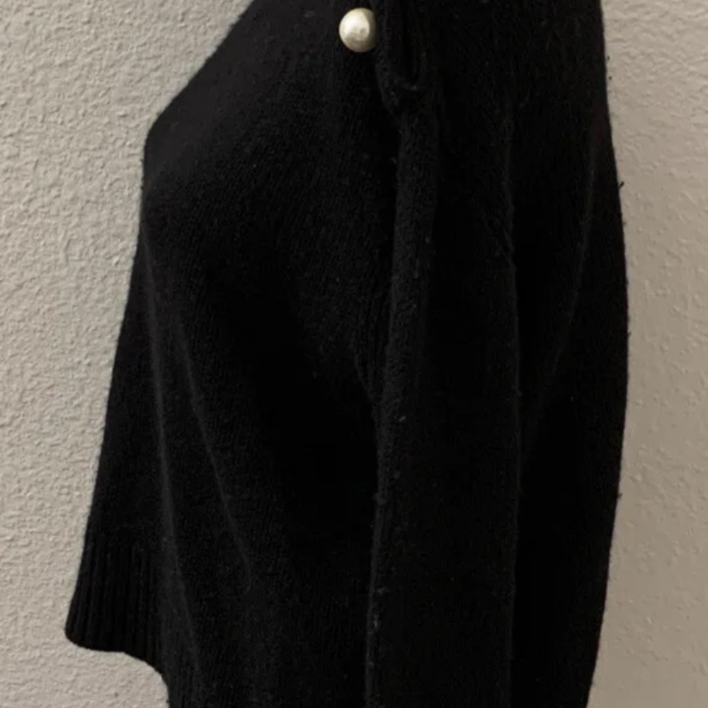 Kate Spade New York Broome Street black sweater medium pearl buttons New NWT - Picture 4 of 8